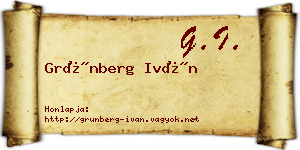 Grünberg Iván névjegykártya